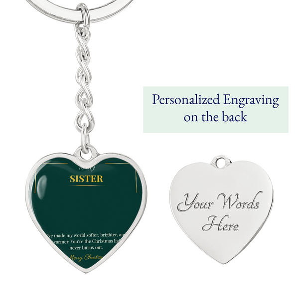 Graphic Heart Keychain – Fun Christmas Gift for Sister | Personalized Holiday Accessory