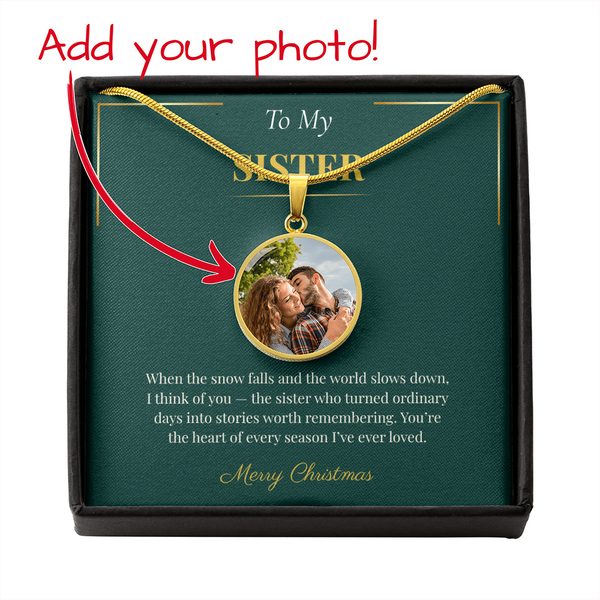 Buyer Upload Circle Necklace – Custom Christmas Gift for Sister | Unique Personalized Holiday Jewelry