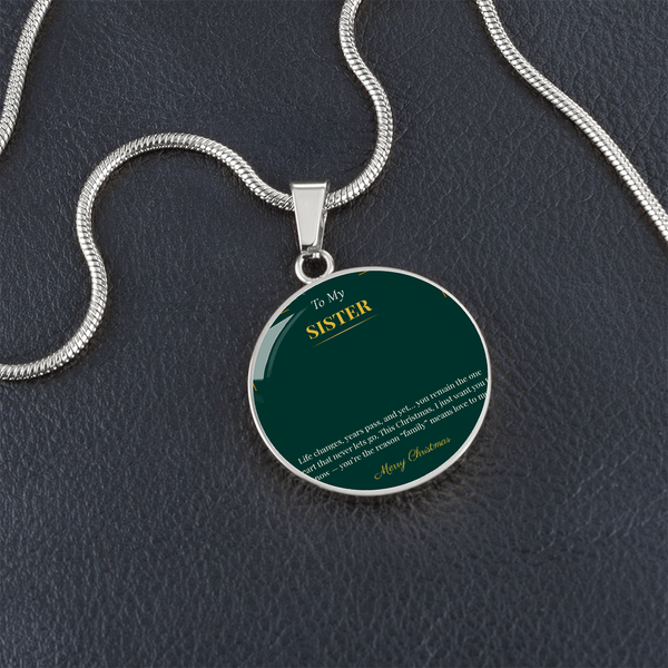 Luxury Graphic Circle Necklace – Elegant Christmas Gift for Sister | Modern Holiday Jewelry Piece