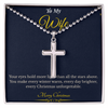 Artisan Cross Necklace with Ball Chain – Meaningful Christmas Gift for Wife | Handcrafted Jewelry That Symbolizes Strength & Faith | Elegant Holiday Gift