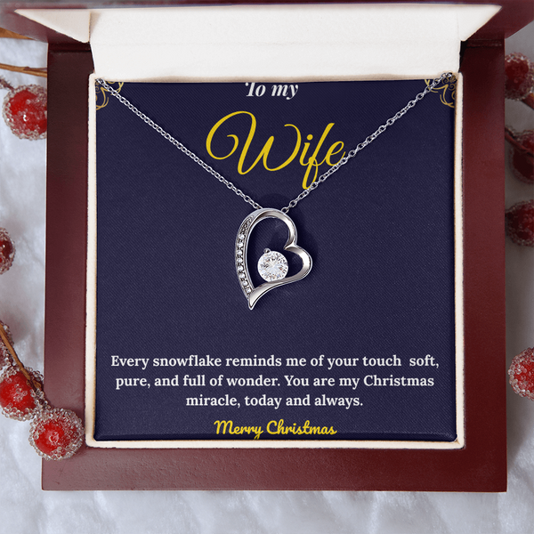 Forever Love Necklace – Sparkling White Gold Heart Pendant | Elegant Christmas Gift for Wife