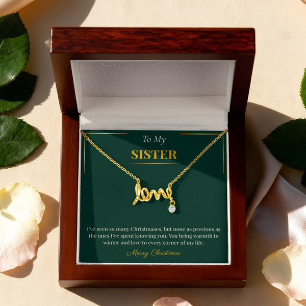 Scripted Love Necklace – Heartfelt Christmas Gift for Sister | Elegant Holiday Jewelry Bestseller