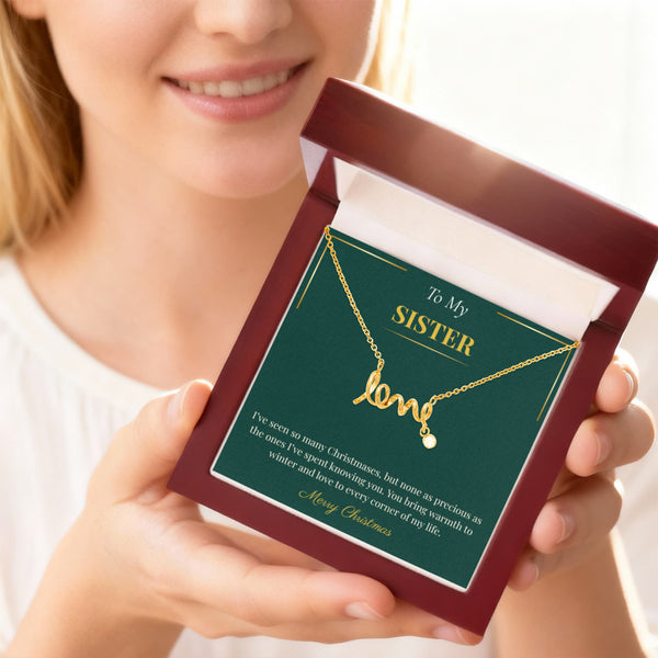 Scripted Love Necklace – Heartfelt Christmas Gift for Sister | Elegant Holiday Jewelry Bestseller