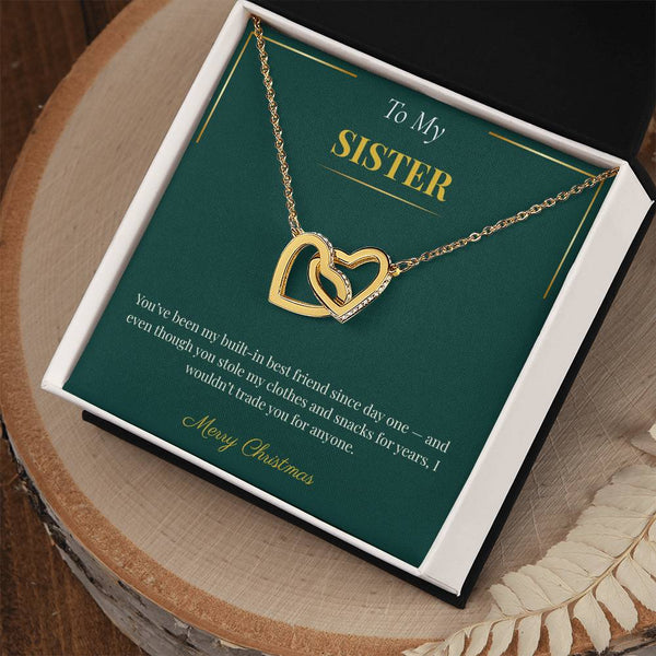 Interlocking Hearts Necklace – A Heartfelt Christmas Gift for Sister | Symbol of Love and Connection