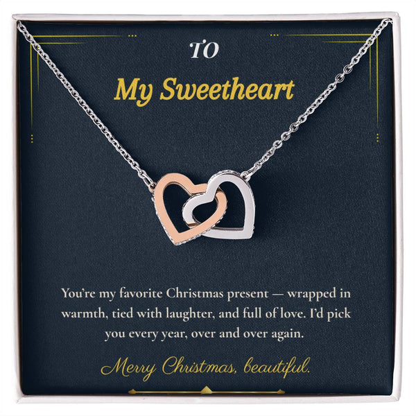 Interlocking Hearts Necklace – Sentimental Christmas Gift for Wife | Romantic Jewelry That Represents Two Hearts, One Soul | Perfect Holiday Gift for Her
