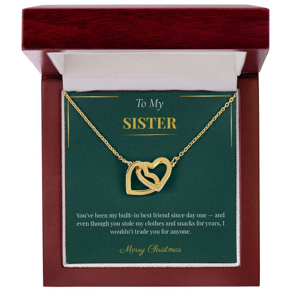 Interlocking Hearts Necklace – A Heartfelt Christmas Gift for Sister | Symbol of Love and Connection