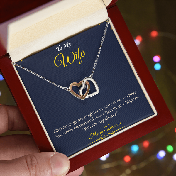 Interlocking Hearts Necklace – Sentimental Christmas Gift for Wife | Romantic Jewelry That Represents Two Hearts, One Soul | Perfect Holiday Gift for Her
