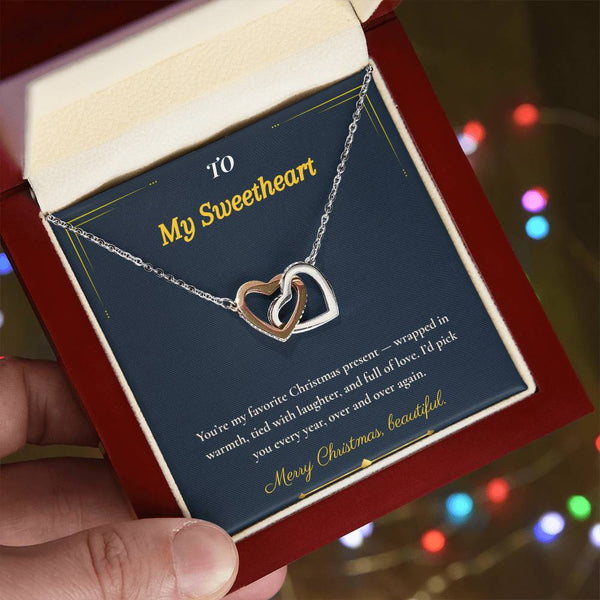 Interlocking Hearts Necklace – Sentimental Christmas Gift for Wife | Romantic Jewelry That Represents Two Hearts, One Soul | Perfect Holiday Gift for Her