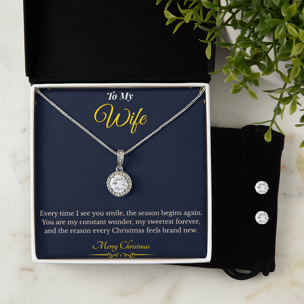 Eternal Hope Necklace and Earring Set – Elegant Christmas Gift for Wife | Sparkling Jewelry That Symbolizes Love & Faith | Perfect Holiday Set for Her
