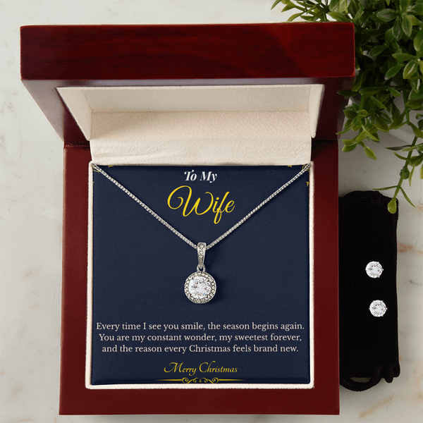Eternal Hope Necklace and Earring Set – Elegant Christmas Gift for Wife | Sparkling Jewelry That Symbolizes Love & Faith | Perfect Holiday Set for Her