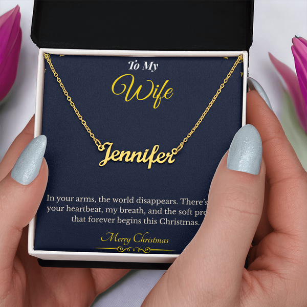 Custom Name Necklace – Personalized Christmas Gift for Wife | Engraved Jewelry That Captures Your Love | Elegant