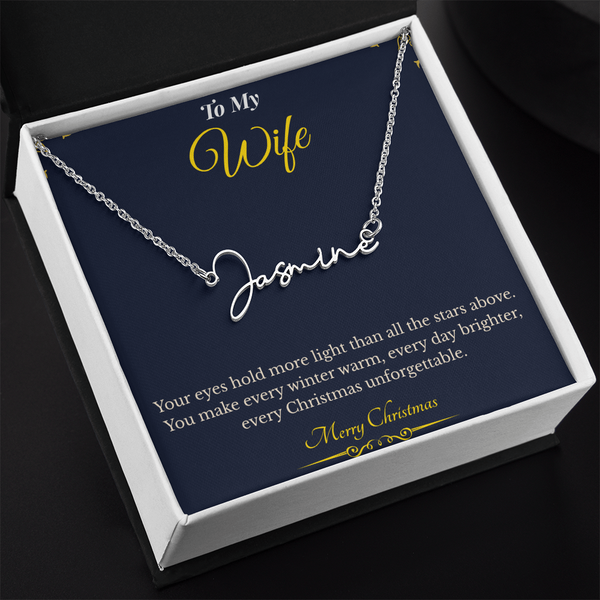 Signature Style Custom Name Necklace – Personalized Christmas Gift for Wife | Elegant Jewelry That Celebrates Her Identity | Unique Holiday Keepsake She'll Love