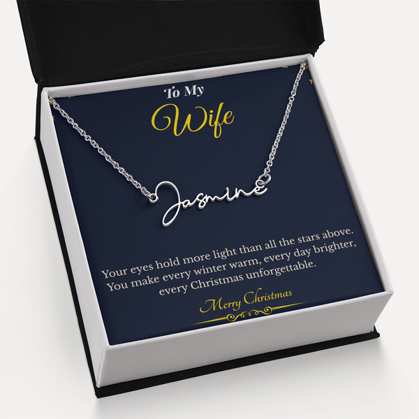 Signature Style Custom Name Necklace – Personalized Christmas Gift for Wife | Elegant Jewelry That Celebrates Her Identity | Unique Holiday Keepsake She'll Love