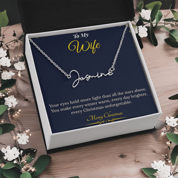 Signature Style Custom Name Necklace – Personalized Christmas Gift for Wife | Elegant Jewelry That Celebrates Her Identity | Unique Holiday Keepsake She'll Love