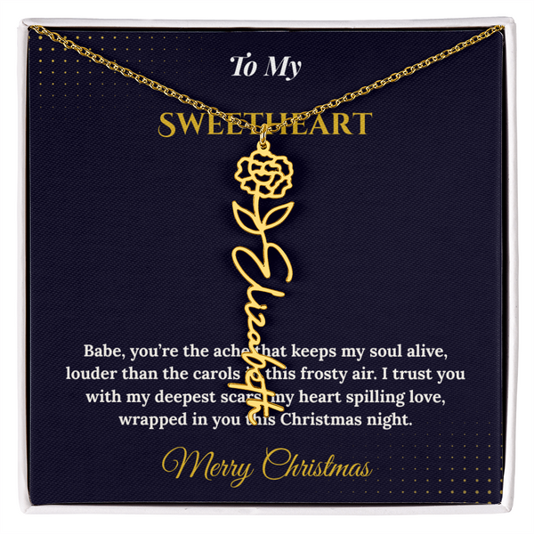 Flower Name Necklace – Personalized Christmas Gift for Wife | Custom Floral Jewelry That Shows Thoughtful Love | Unique Necklace for Her