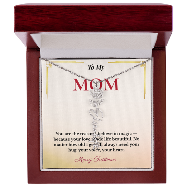 Personalized Christmas Gift for Mom | Custom Floral Jewelry That Celebrates Her Beauty & Love | Unique Keepsake from Daughter or Son