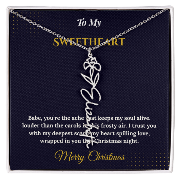 Flower Name Necklace – Personalized Christmas Gift for Wife | Custom Floral Jewelry That Shows Thoughtful Love | Unique Necklace for Her