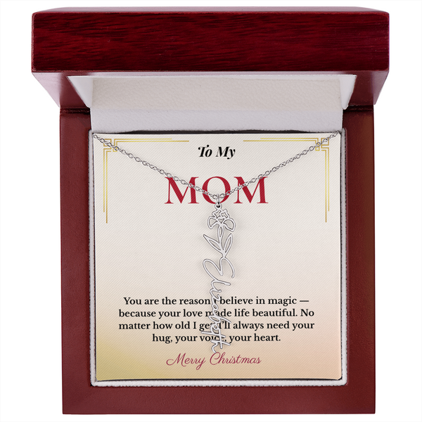 Personalized Christmas Gift for Mom | Custom Floral Jewelry That Celebrates Her Beauty & Love | Unique Keepsake from Daughter or Son