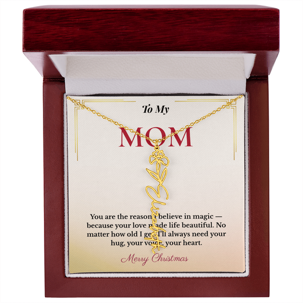 Personalized Christmas Gift for Mom | Custom Floral Jewelry That Celebrates Her Beauty & Love | Unique Keepsake from Daughter or Son