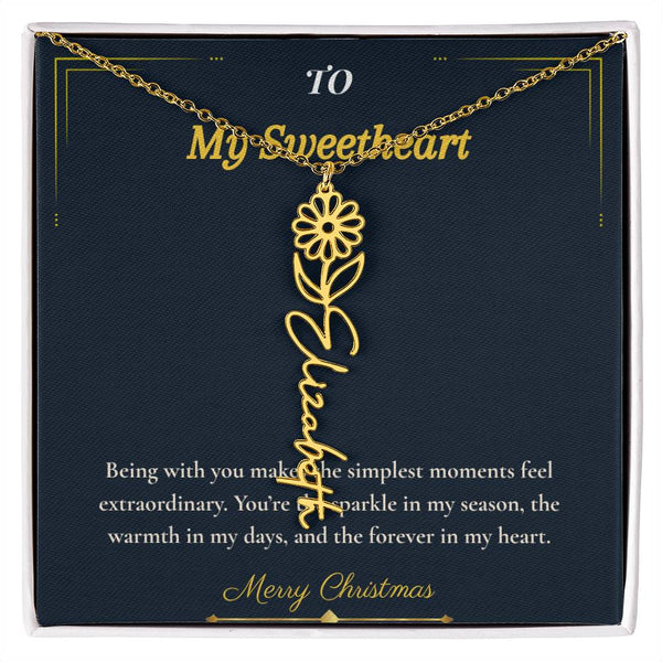 Flower Name Necklace – Personalized Christmas Gift for Wife | Custom Floral Jewelry That Shows Thoughtful Love | Unique Necklace for Her
