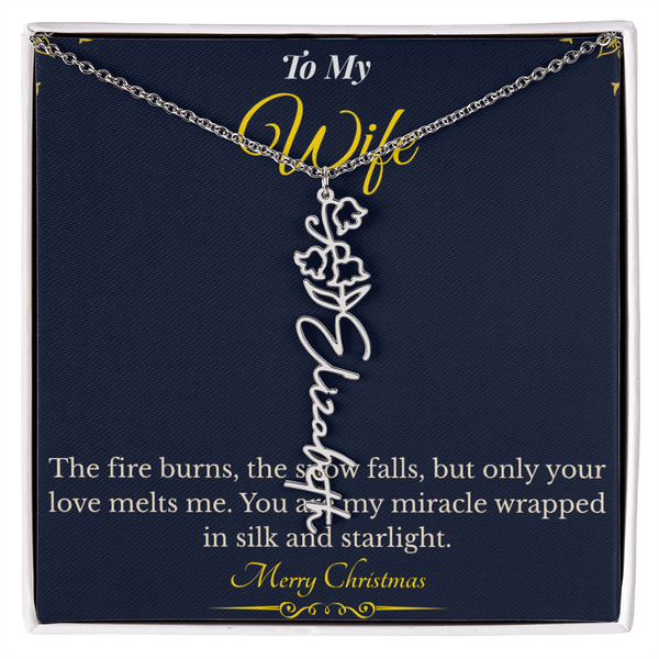 Flower Name Necklace – Personalized Christmas Gift for Wife | Custom Floral Jewelry That Shows Thoughtful Love | Unique Necklace for Her