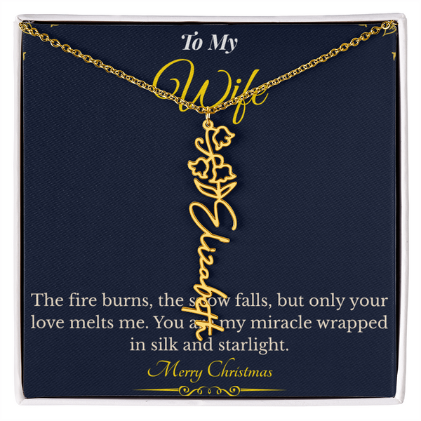 Flower Name Necklace – Personalized Christmas Gift for Wife | Custom Floral Jewelry That Shows Thoughtful Love | Unique Necklace for Her