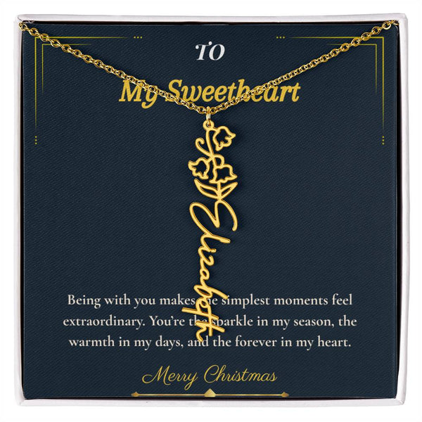 Flower Name Necklace – Personalized Christmas Gift for Wife | Custom Floral Jewelry That Shows Thoughtful Love | Unique Necklace for Her