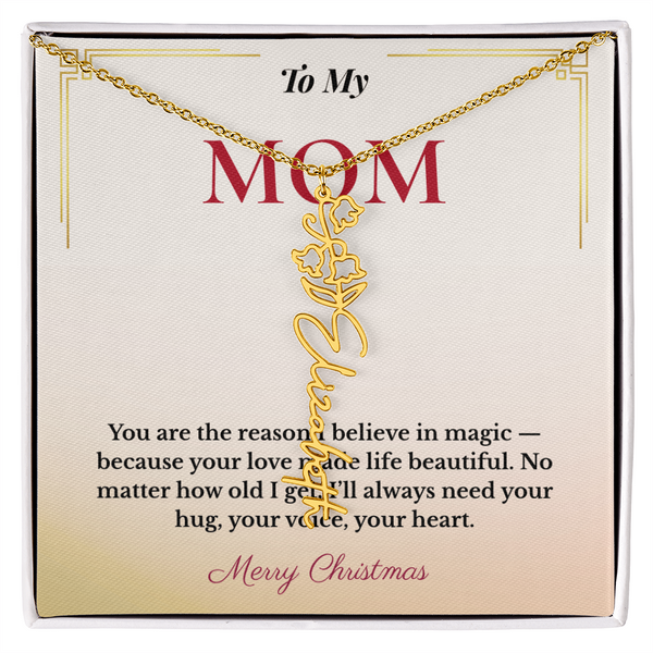 Personalized Christmas Gift for Mom | Custom Floral Jewelry That Celebrates Her Beauty & Love | Unique Keepsake from Daughter or Son