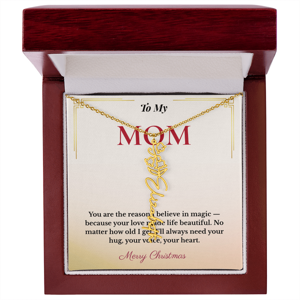 Personalized Christmas Gift for Mom | Custom Floral Jewelry That Celebrates Her Beauty & Love | Unique Keepsake from Daughter or Son