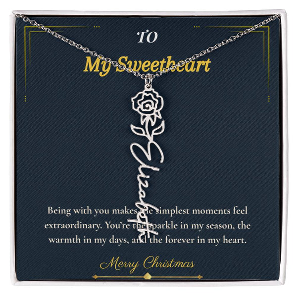 Flower Name Necklace – Personalized Christmas Gift for Wife | Custom Floral Jewelry That Shows Thoughtful Love | Unique Necklace for Her