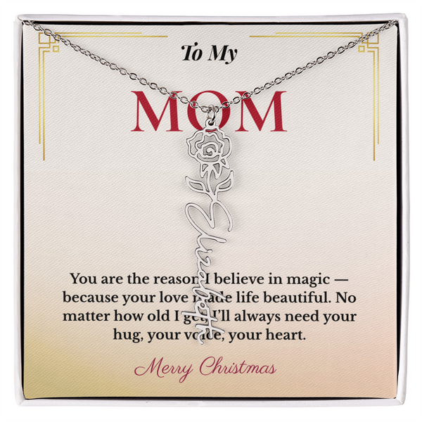 Personalized Christmas Gift for Mom | Custom Floral Jewelry That Celebrates Her Beauty & Love | Unique Keepsake from Daughter or Son