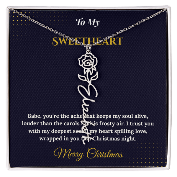 Flower Name Necklace – Personalized Christmas Gift for Wife | Custom Floral Jewelry That Shows Thoughtful Love | Unique Necklace for Her