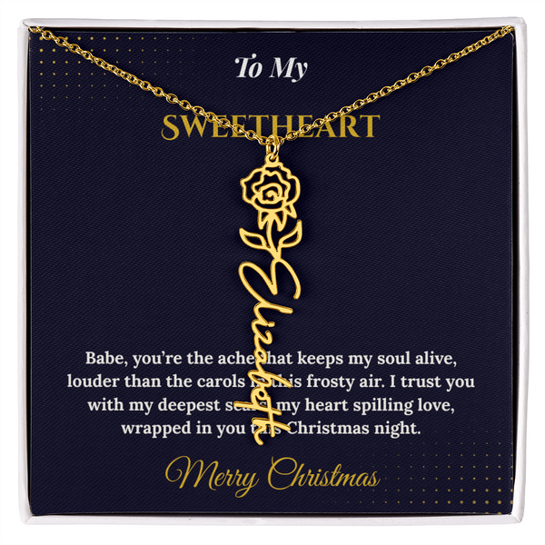 Flower Name Necklace – Personalized Christmas Gift for Wife | Custom Floral Jewelry That Shows Thoughtful Love | Unique Necklace for Her