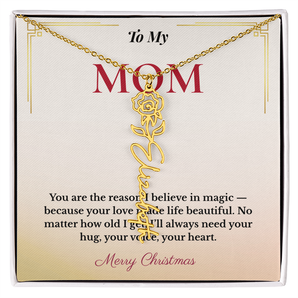 Personalized Christmas Gift for Mom | Custom Floral Jewelry That Celebrates Her Beauty & Love | Unique Keepsake from Daughter or Son