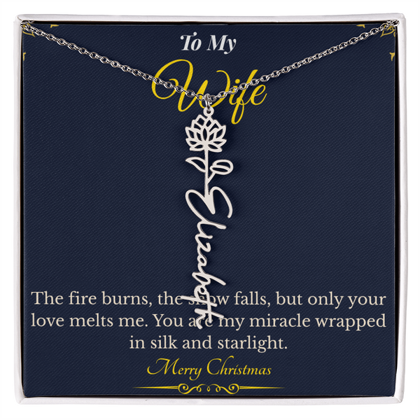 Flower Name Necklace – Personalized Christmas Gift for Wife | Custom Floral Jewelry That Shows Thoughtful Love | Unique Necklace for Her