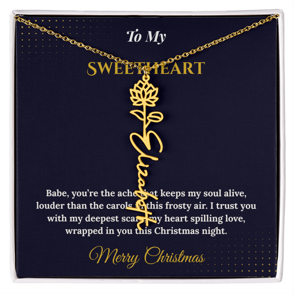 Flower Name Necklace – Personalized Christmas Gift for Wife | Custom Floral Jewelry That Shows Thoughtful Love | Unique Necklace for Her