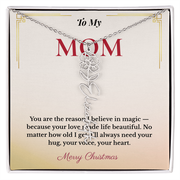 Personalized Christmas Gift for Mom | Custom Floral Jewelry That Celebrates Her Beauty & Love | Unique Keepsake from Daughter or Son