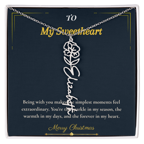 Flower Name Necklace – Personalized Christmas Gift for Wife | Custom Floral Jewelry That Shows Thoughtful Love | Unique Necklace for Her