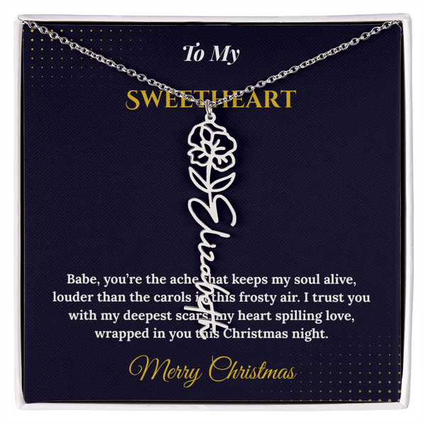 Flower Name Necklace – Personalized Christmas Gift for Wife | Custom Floral Jewelry That Shows Thoughtful Love | Unique Necklace for Her