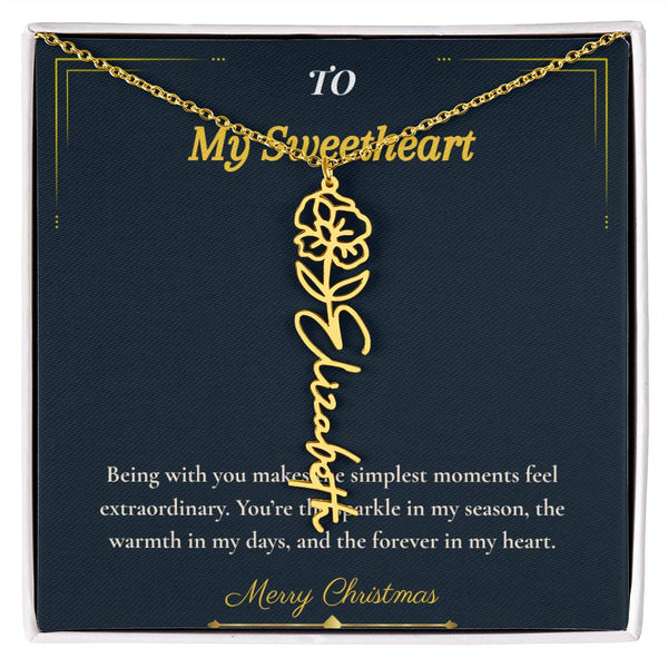 Flower Name Necklace – Personalized Christmas Gift for Wife | Custom Floral Jewelry That Shows Thoughtful Love | Unique Necklace for Her