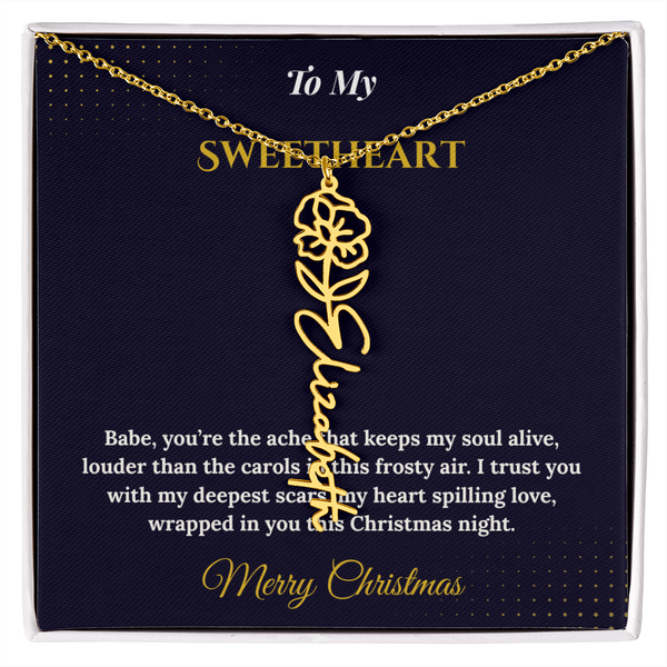 Flower Name Necklace – Personalized Christmas Gift for Wife | Custom Floral Jewelry That Shows Thoughtful Love | Unique Necklace for Her