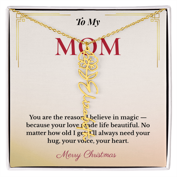 Personalized Christmas Gift for Mom | Custom Floral Jewelry That Celebrates Her Beauty & Love | Unique Keepsake from Daughter or Son