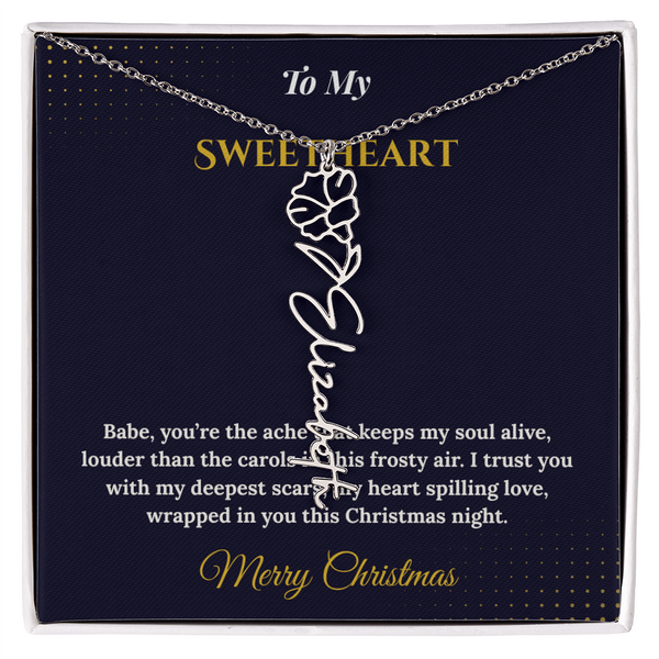 Flower Name Necklace – Personalized Christmas Gift for Wife | Custom Floral Jewelry That Shows Thoughtful Love | Unique Necklace for Her