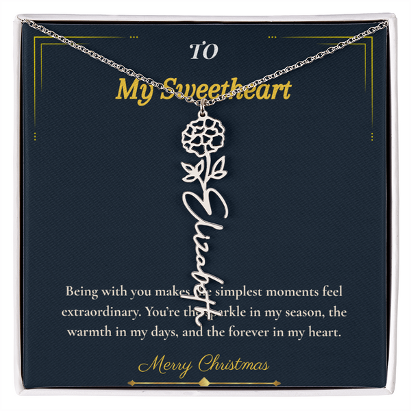 Flower Name Necklace – Personalized Christmas Gift for Wife | Custom Floral Jewelry That Shows Thoughtful Love | Unique Necklace for Her