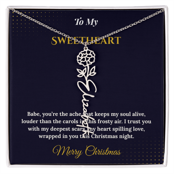 Flower Name Necklace – Personalized Christmas Gift for Wife | Custom Floral Jewelry That Shows Thoughtful Love | Unique Necklace for Her