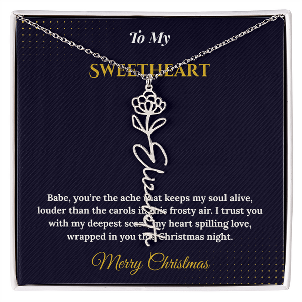 Flower Name Necklace – Personalized Christmas Gift for Wife | Custom Floral Jewelry That Shows Thoughtful Love | Unique Necklace for Her