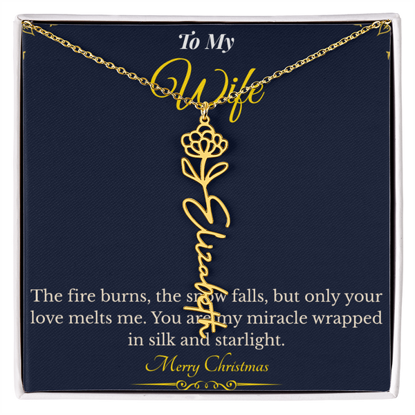 Flower Name Necklace – Personalized Christmas Gift for Wife | Custom Floral Jewelry That Shows Thoughtful Love | Unique Necklace for Her