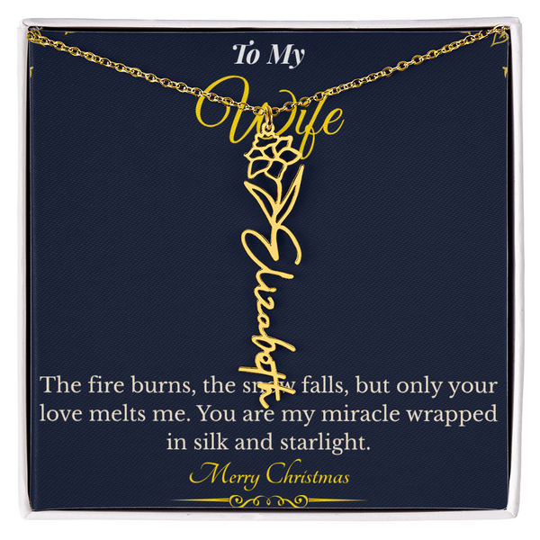 Flower Name Necklace – Personalized Christmas Gift for Wife | Custom Floral Jewelry That Shows Thoughtful Love | Unique Necklace for Her