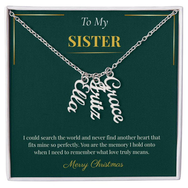 Multi Vertical Name Necklace – Personalized Christmas Gift for Sister | Elegant Custom Jewelry Design