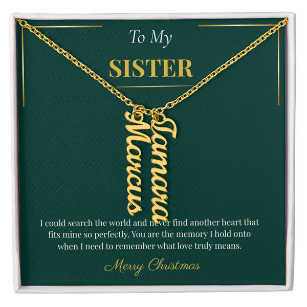 Multi Vertical Name Necklace – Personalized Christmas Gift for Sister | Elegant Custom Jewelry Design